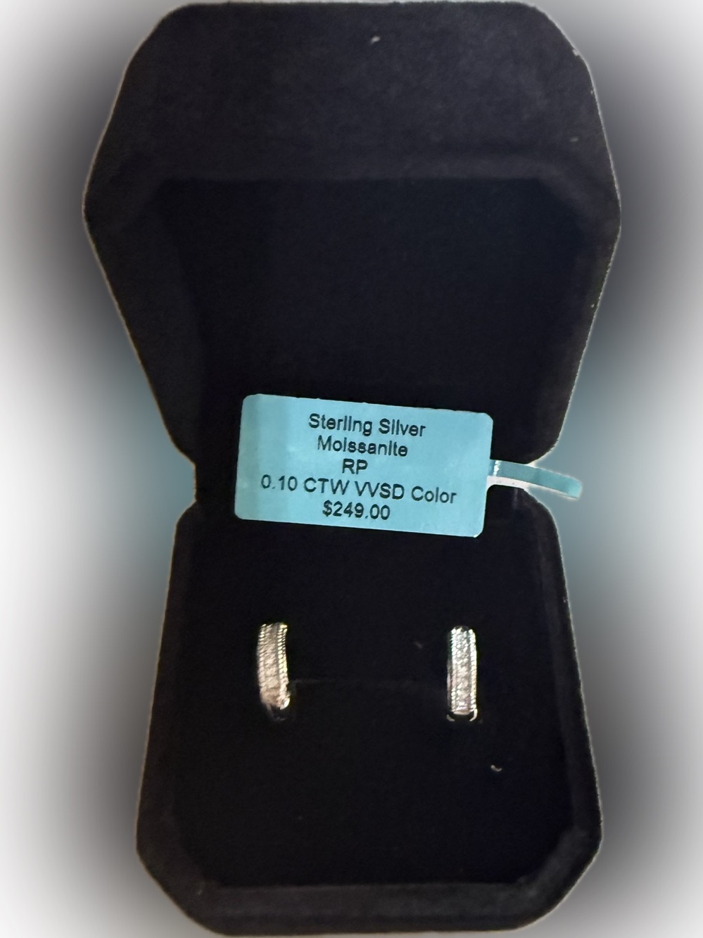 Moissanite Huggie Earrings Set in Sterling Silver .10 CTW Retail:$249 NIB